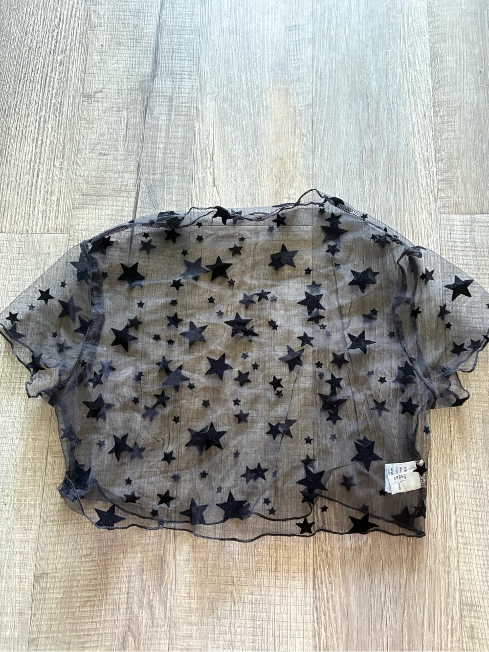 Sheer Black Star Mesh Crop Top